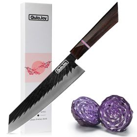 Qulajoy 8 Inch Japanese Chef Knife, Professional Hand Forged High Carbon Steel Kitchen Chef Knife,Cooking Knife With Ebony Handle (Option: Kiritsuke)