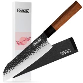Qulajoy 7 Inch Santoku Knife - Professional Japanese Chef Knife - Razor Sharp 9cr18mov Blade - Hammered Kitchen Knife - Octagonal Rosewood Handle With (Option: Santoku)
