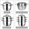 3 Tier Large Stainless Steel Steamer Cookware Set