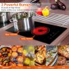 Dual Induction Burners Electric Cooktop 110V Total 1900W Electric Stove Built-in Electric Ceramic Stove with Timer Setting 9 Firepower Levels Over Hea